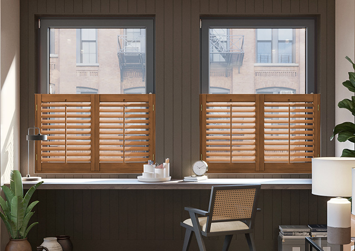 Kensington, Antique Cherry - Cafe Style Plantation Shutter - Image 3